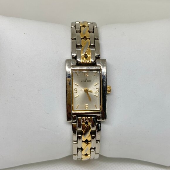 Anne Klein gold silver tone watch women quartz analog 17mm size 7.5” running - Picture 1 of 8